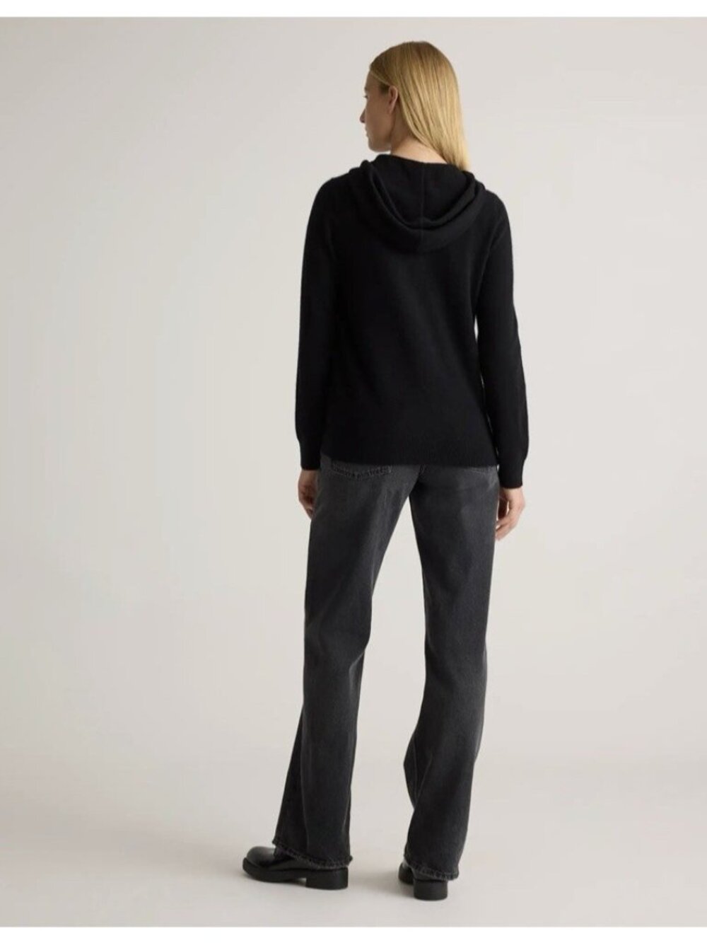 Quince $268 Mongolian Cashmere Full-Zip Hoodie Black Womens Size XL - Picture 6 of 16